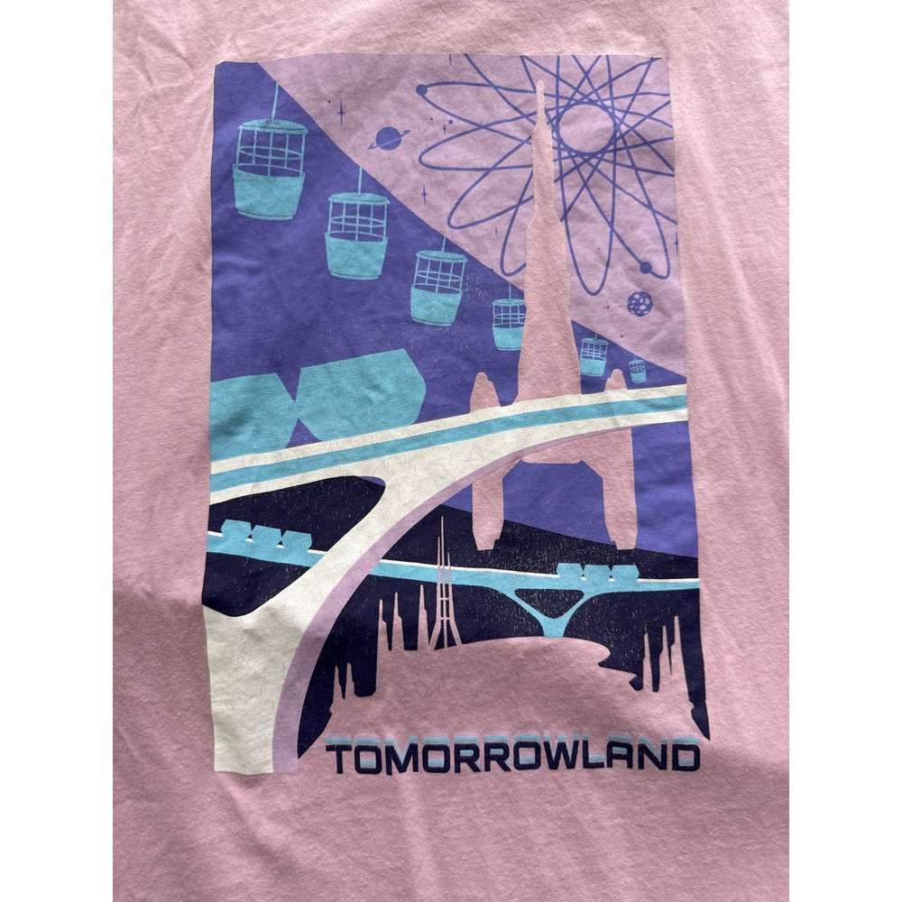 Disney Parks Tomorrowland Graphic Tee Pink Space Mountain PeopleMover‎ XXL - Picture 2 of 5